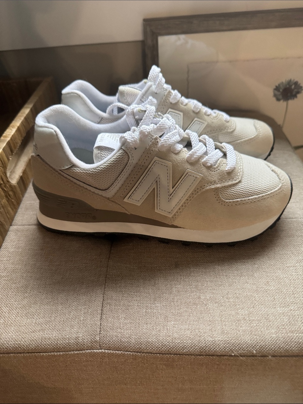 Never worn! New Balance Off-White and Cream Running Sneakers